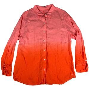 Tommy Bahama Linen Dip Dye Long Sleeve Short Women’s XL Coral Gradient